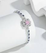 Pure 925 silver sapphire bloom elegance bracelet for women
