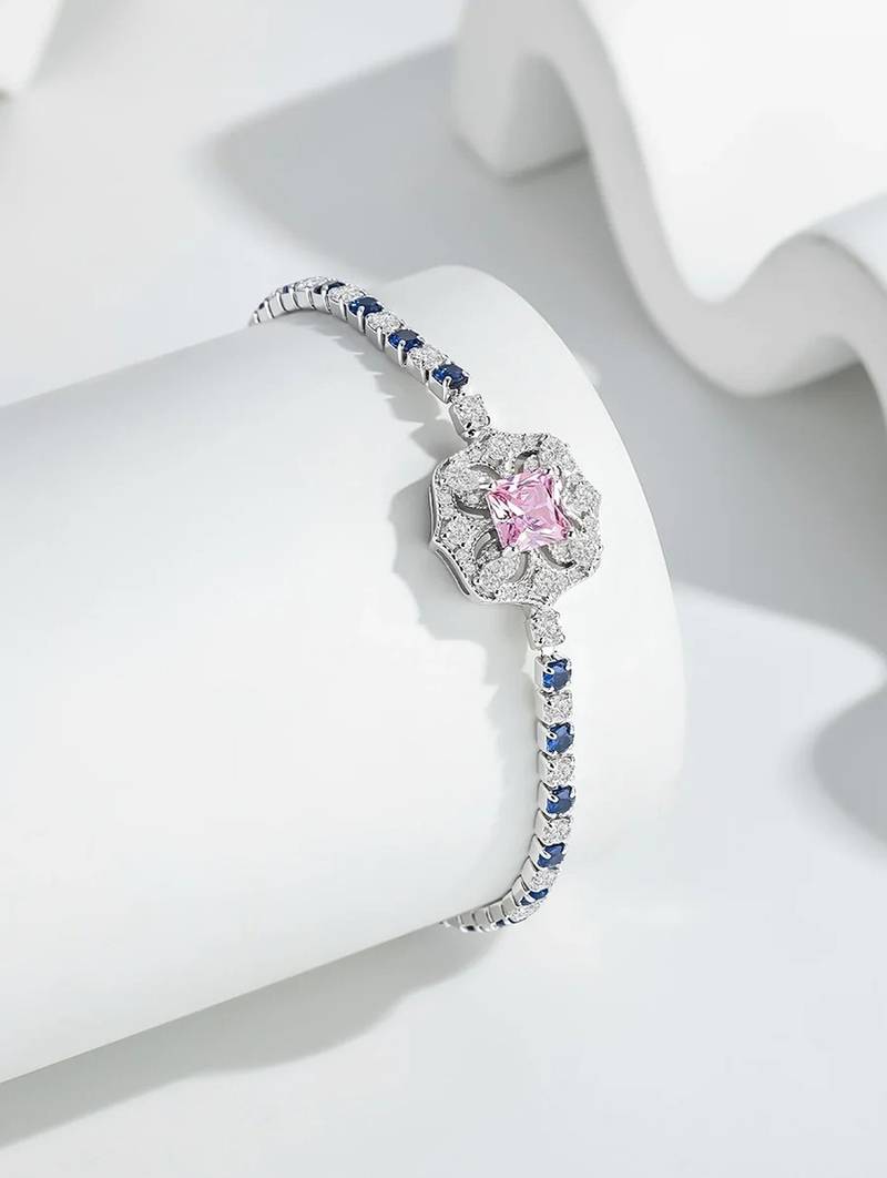 Pure 925 silver sapphire bloom elegance bracelet for women