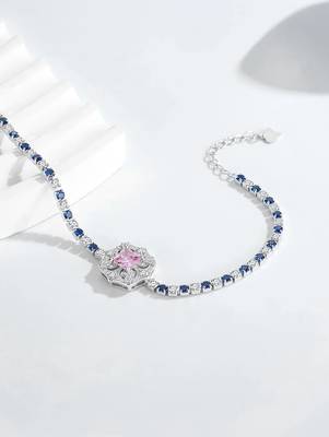 Pure 925 silver sapphire bloom elegance bracelet for women 2