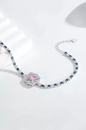Pure 925 silver sapphire bloom elegance bracelet for women