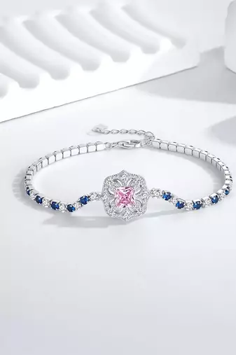 Pure 925 silver sapphire bloom elegance bracelet for women