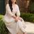 women floral embroidered empire thread work cotton kurta with trousers
