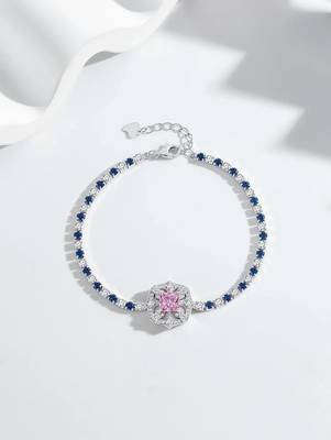 Pure 925 silver sapphire bloom elegance bracelet for women 4