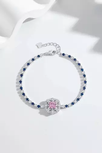 Pure 925 silver sapphire bloom elegance bracelet for women