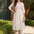 women floral embroidered empire thread work cotton kurta with trousers