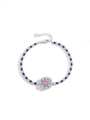Pure 925 silver sapphire bloom elegance bracelet for women 5