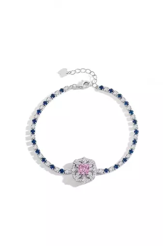 Pure 925 silver sapphire bloom elegance bracelet for women