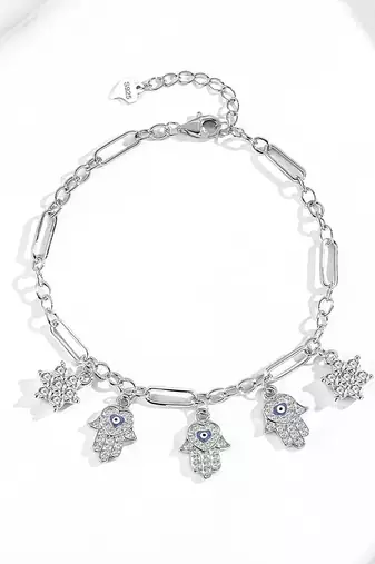 Pure 925 silver divine hand evil eye bracelet for women