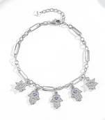 Pure 925 silver divine hand evil eye bracelet for women