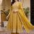 women floral embroidered empire thread work kurta with palazzos & with dupatta