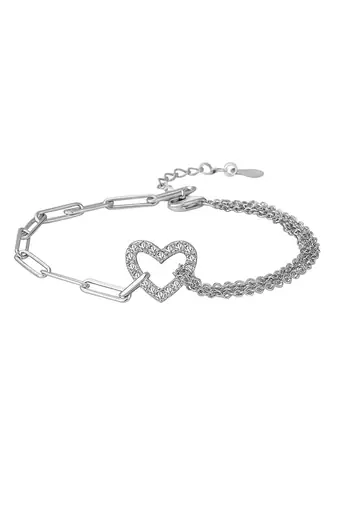 Pure 925 silver heart bracelet for women