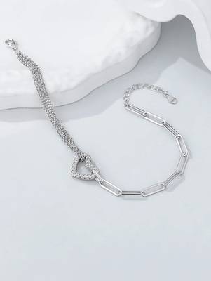 Pure 925 silver heart bracelet for women 2