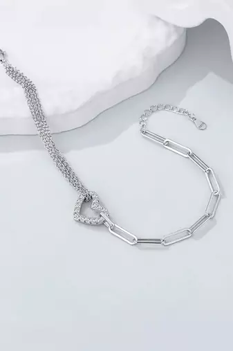 Pure 925 silver heart bracelet for women
