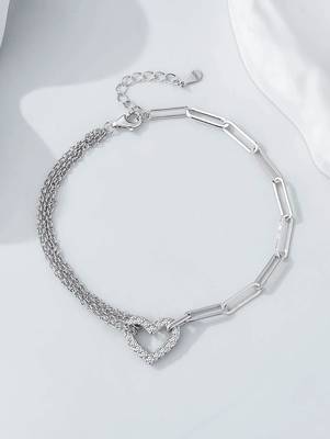 Pure 925 silver heart bracelet for women 3