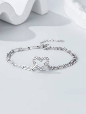 Pure 925 silver heart bracelet for women 4