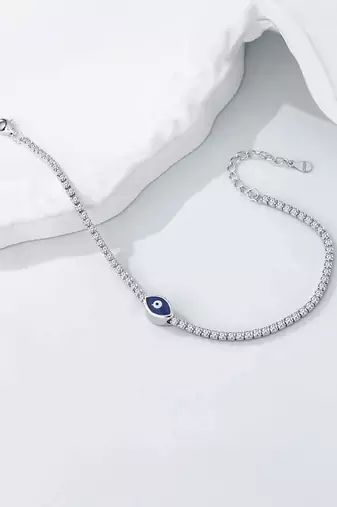 Pure 925 silver evil eye bracelet for women