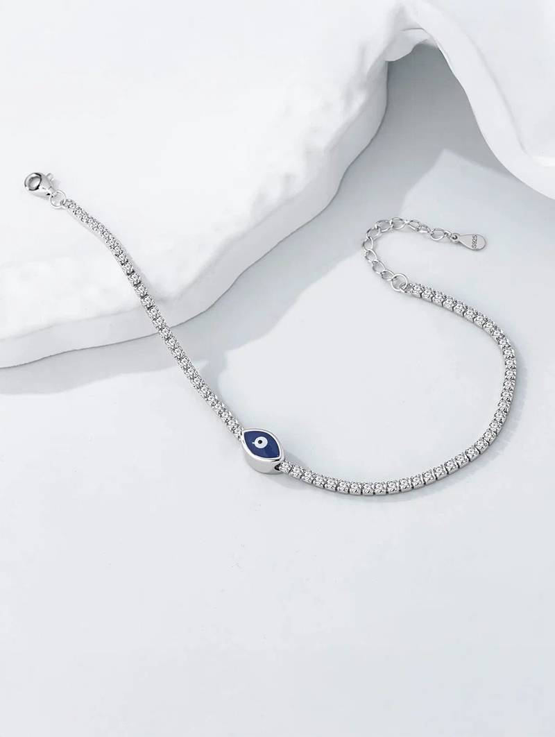Pure 925 silver evil eye bracelet for women