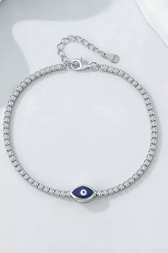 Pure 925 silver evil eye bracelet for women