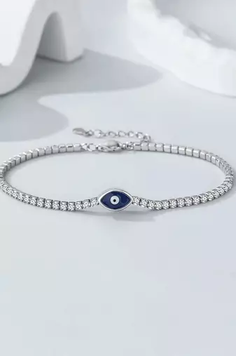 Pure 925 silver evil eye bracelet for women