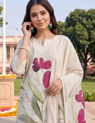 women floral printed regular kurta with trousers & with dupatta 3
