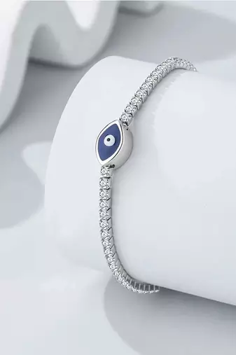 Pure 925 silver evil eye bracelet for women