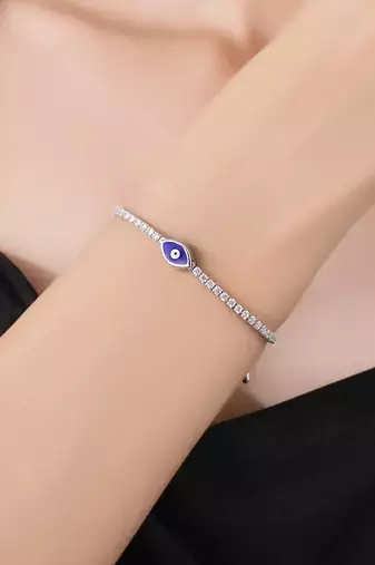 Pure 925 silver evil eye bracelet for women