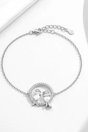 Pure 925 silver lovebirds bracelet for women