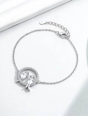 Pure 925 silver lovebirds bracelet for women 2