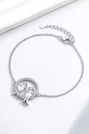 Pure 925 silver lovebirds bracelet for women