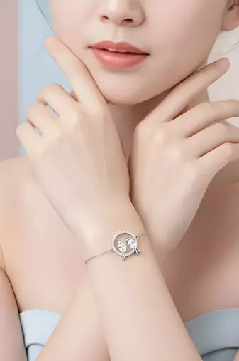 Pure 925 silver lovebirds bracelet for women