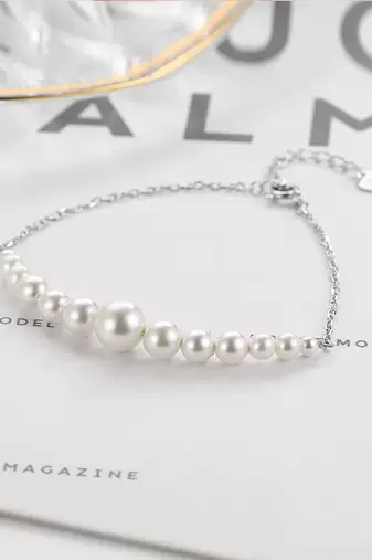 Pure 925 silver pearl bracelet for women