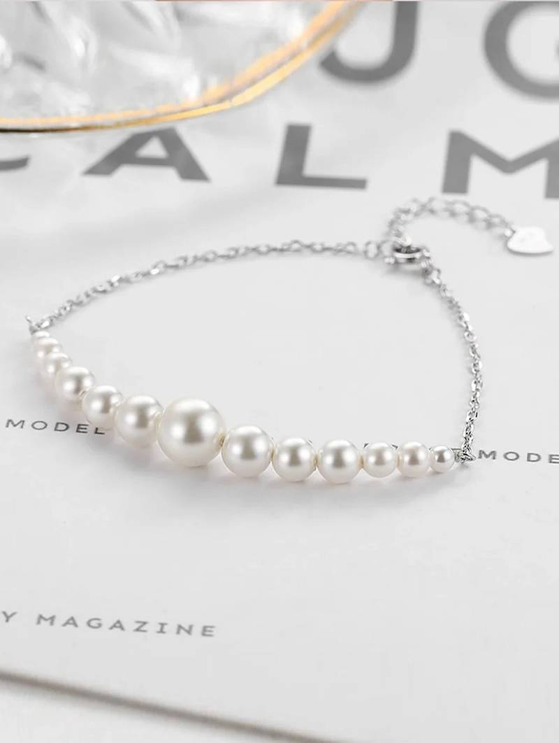 Pure 925 silver pearl bracelet for women