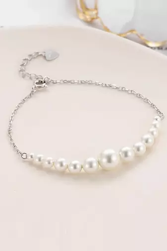 Pure 925 silver pearl bracelet for women