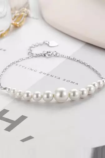 Pure 925 silver pearl bracelet for women