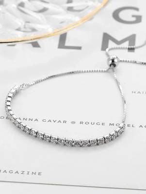 Pure 925 silver adjustable tennis bracelet for women 1