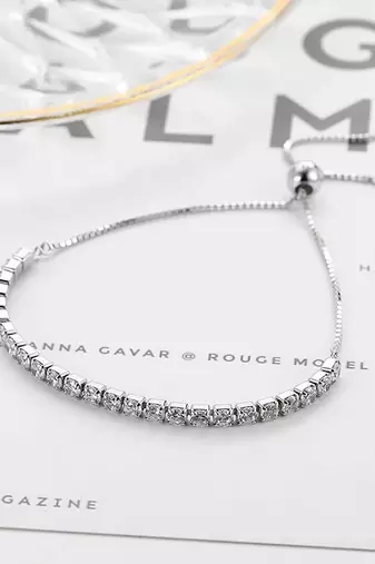 Pure 925 silver adjustable tennis bracelet for women