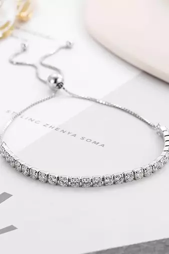 Pure 925 silver adjustable tennis bracelet for women