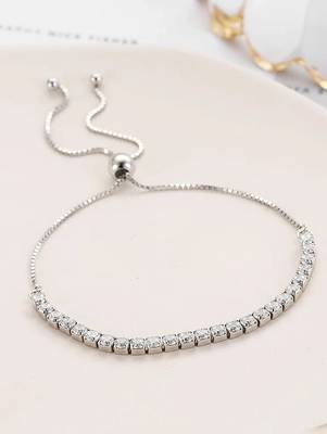 Pure 925 silver adjustable tennis bracelet for women 3