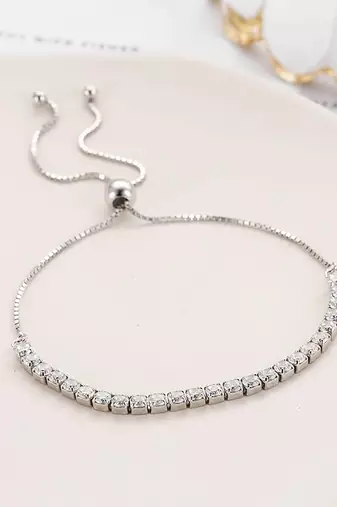 Pure 925 silver adjustable tennis bracelet for women