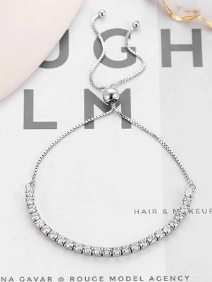 Pure 925 silver adjustable tennis bracelet for women 5
