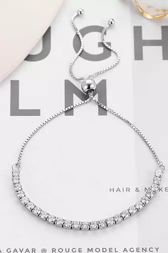 Pure 925 silver adjustable tennis bracelet for women