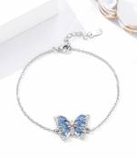 Pure 925 silver blue butterfly bracelet for women