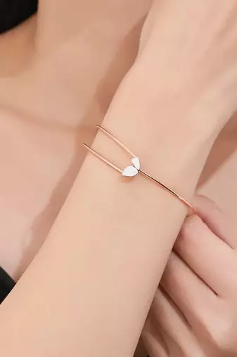 Pure 925 silver rose aura open bracelet for women