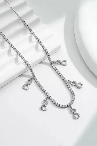 Pure 925 silver infinity tennis chain for women
