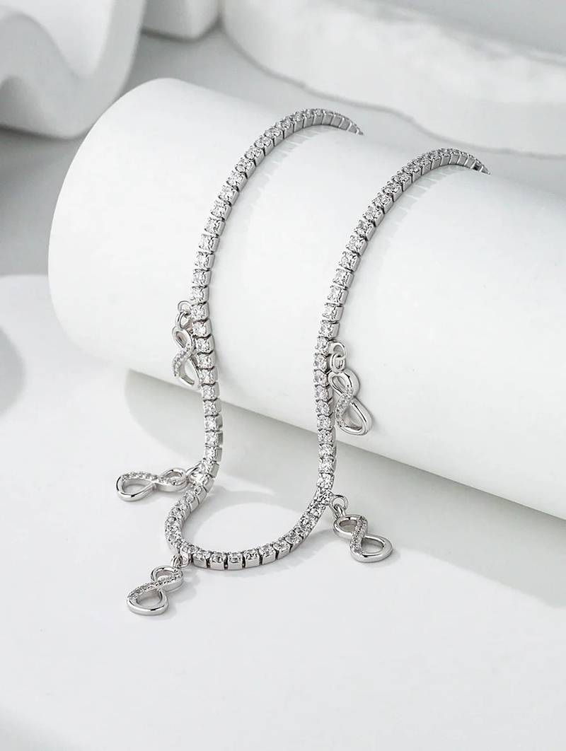 Pure 925 silver infinity tennis chain for women