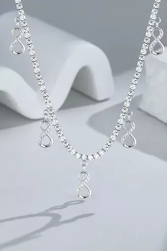 Pure 925 silver infinity tennis chain for women