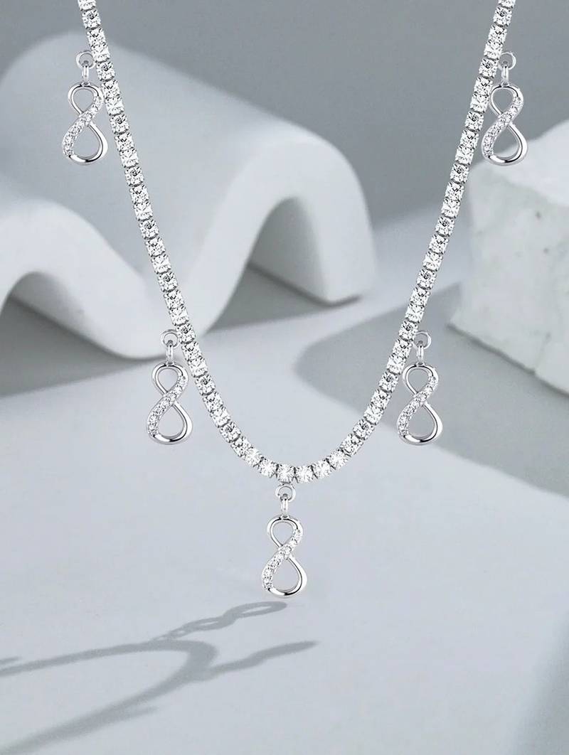 Pure 925 silver infinity tennis chain for women