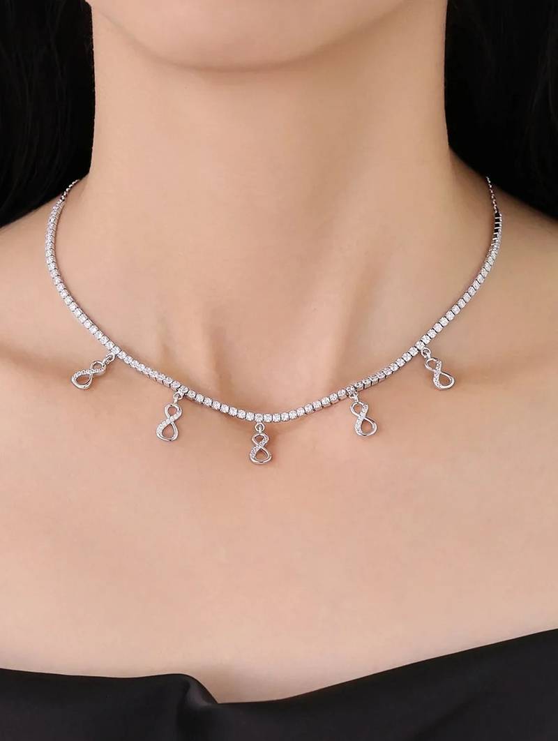 Pure 925 silver infinity tennis chain for women