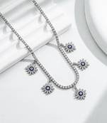 Pure 925 silver tennis flower chain for women
