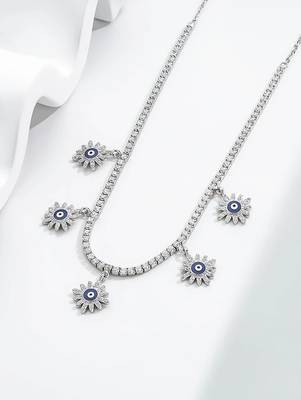 Pure 925 silver tennis flower chain for women 2